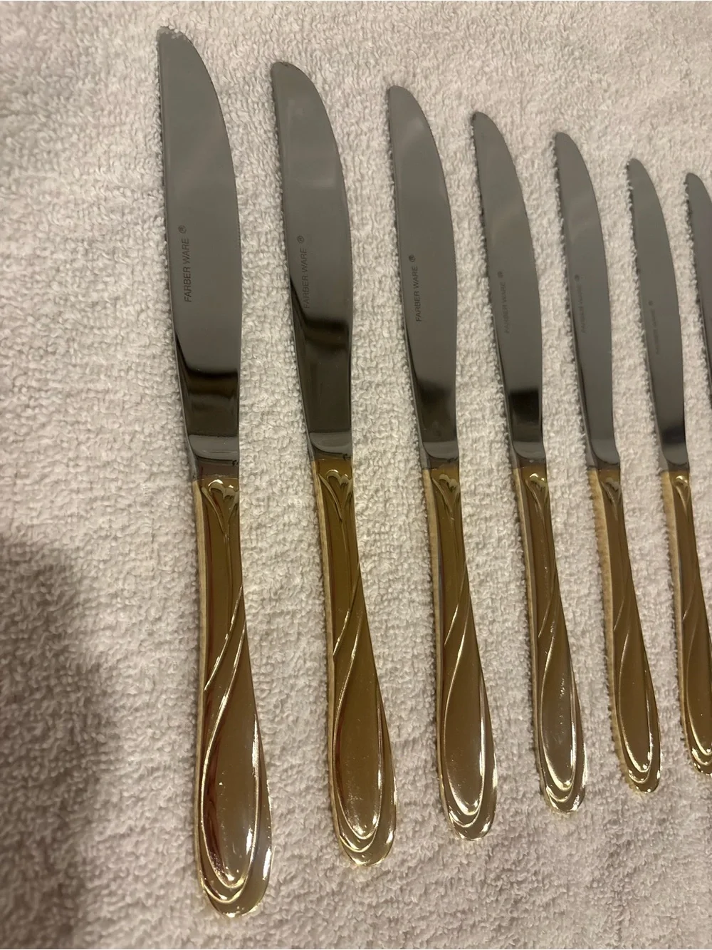 Nicole Gold Plated Scroll Handle Set of 12 Farberware Butter Knives